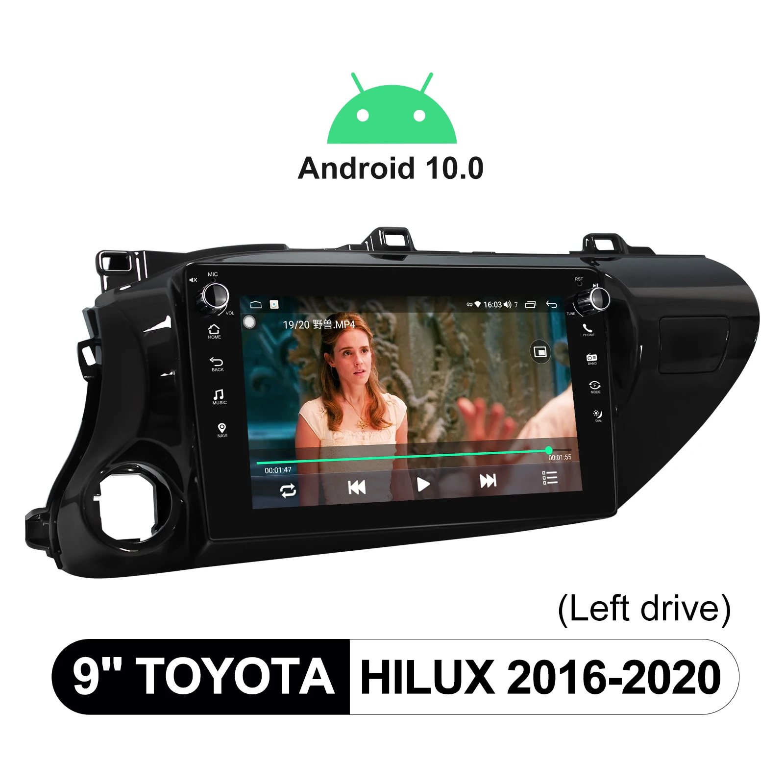 저렴한 자동차 라디오 1din 안드로이드 10 자동차 멀티미디어 플레이어 DVR OBD2 카메라 무선 카플레이 도요타 Hilux 2016-2020 9 인치 헤드 유닛 스테레오