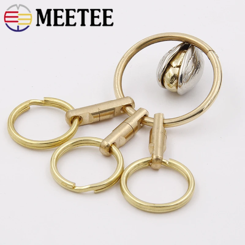 Meetee 1 компл. Кольцо для ключей из чистой меди подвесные пряжки латунные рельефные