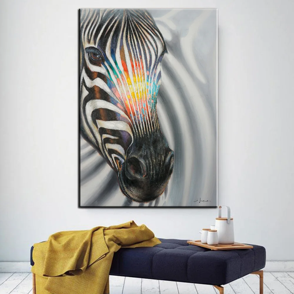 Hd Печать абстрактная черная и белая зебра картина маслом на холсте Современная