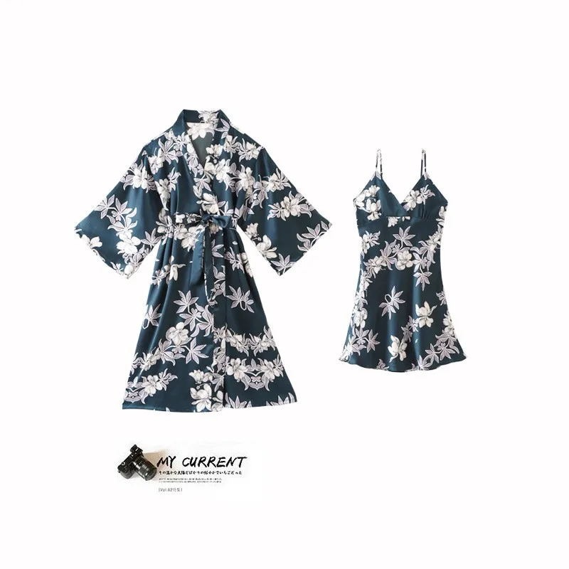 

Халат-кимоно Женский с цветочным принтом, атласный домашний халат для невесты и подружки невесты, Свободная Повседневная Ночная рубашка, на...