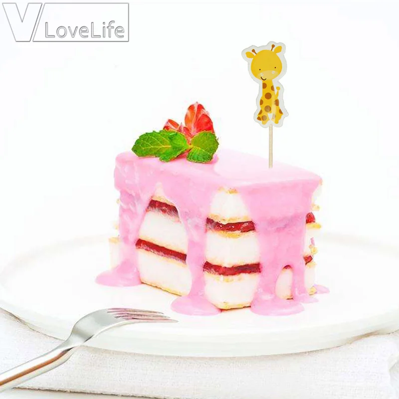 

24Pcs Jungle Safari Cupcake Picks Animal Cake Toppers Cartoon Cupcake Inserts Card Party Gifts for Kids Birthday Wedding Decor