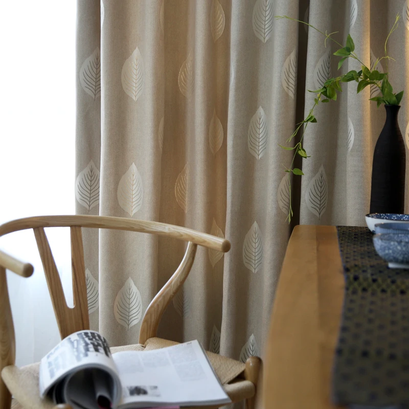 Современный хаки жаккард с рисунком в виде листьев затемненные занавески для