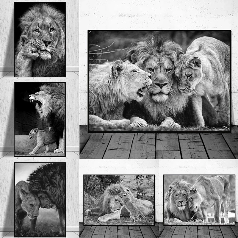 Картина на холсте с изображением семьи короля льва настенное искусство постеры