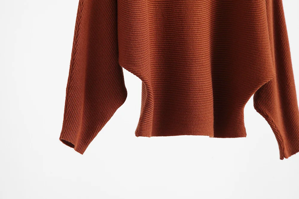 

2020 Autumn Batwing Sleeve Slash Neck Fashion White Pullovers Women Sweater Knitted Pull Femme Tricot