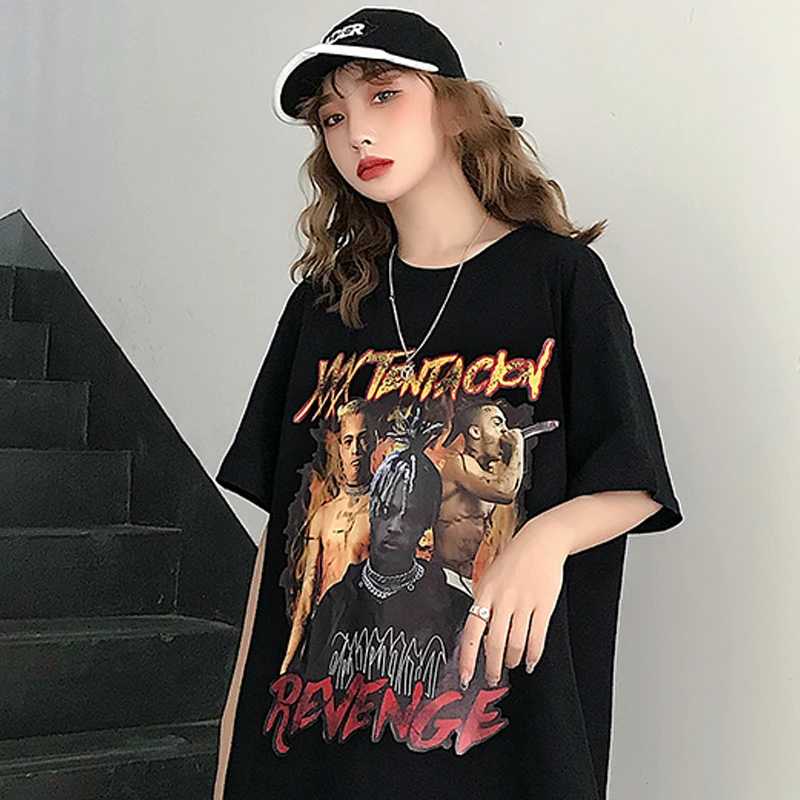 XXXTENTACION в Корейском стиле Harajuku принт повседневное bf светящиеся темноте для