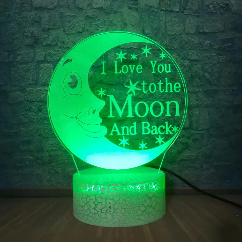 I LOVE YOU TO THE MOON AND BACK 3D светодиодный Настольный светильник в романтическом стиле