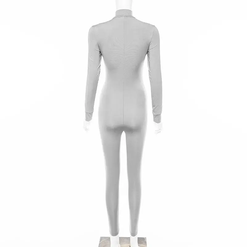 

NewAsia Reflective Striped Sports Jumpsuit Women Zipper Long Sleeve Rompers Turtleneck Elastic Jumpsuits Patchwork Bodysuit 2020
