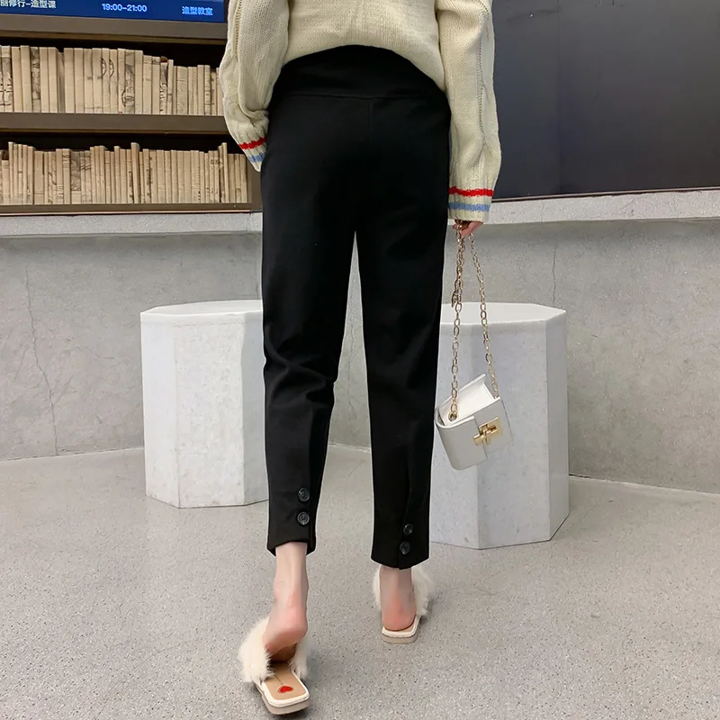 Эластичные брюки полной длины для беременных с защитой живота осенне-зимняя