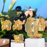 kellybola luxury statement bangle ring earrings jewelry sets for noble women bridal wedding party show jewelry set hawaiian