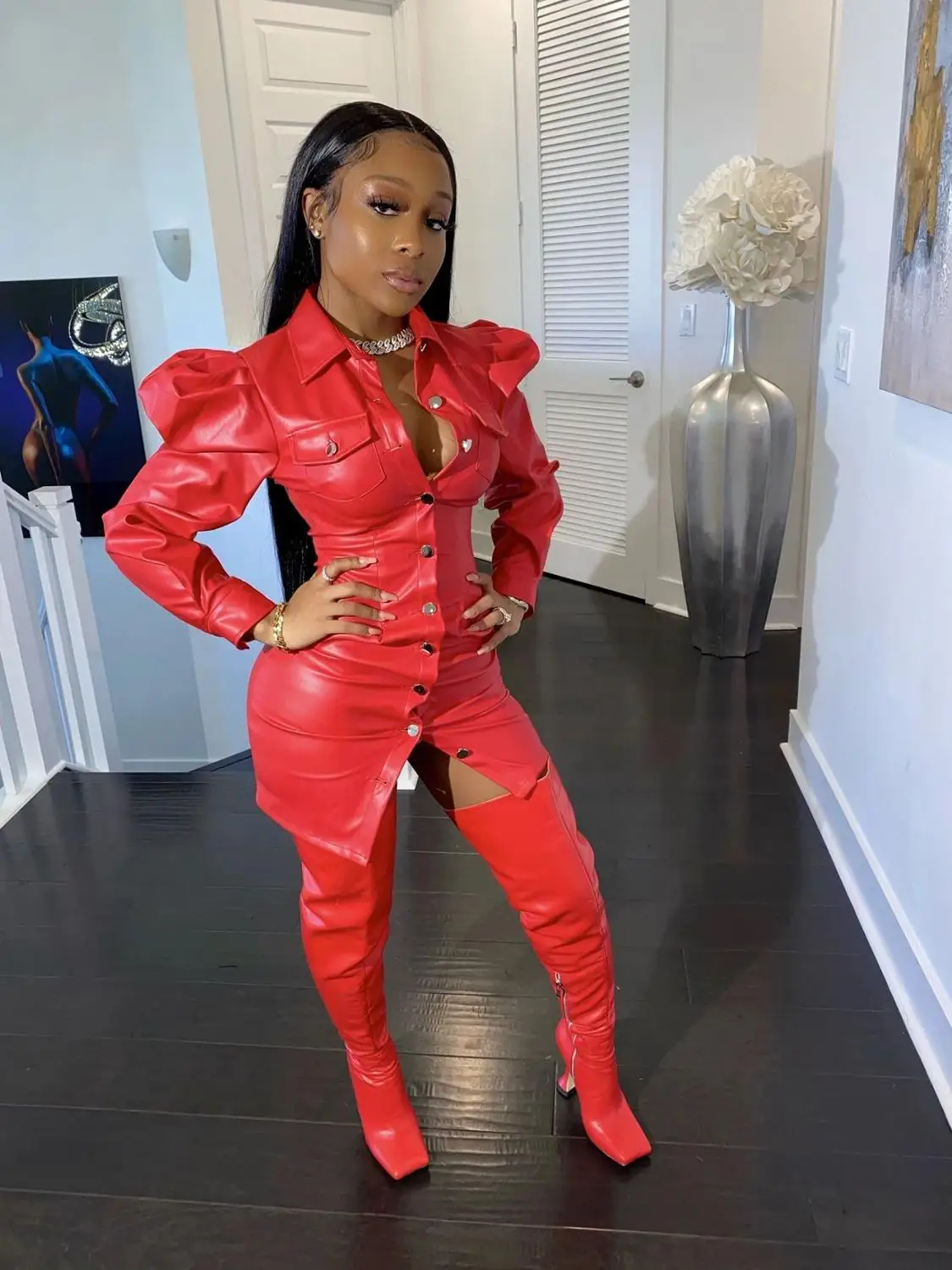 Новое поступление Felyn 2020 года платье известного бренда из искусственной кожи