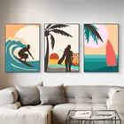 Пляжная доска для серфинга для мужчин и женщин, Настенная картина для серфинга на холсте, скандинавские постеры и для гостиной, украшение для дома, картина