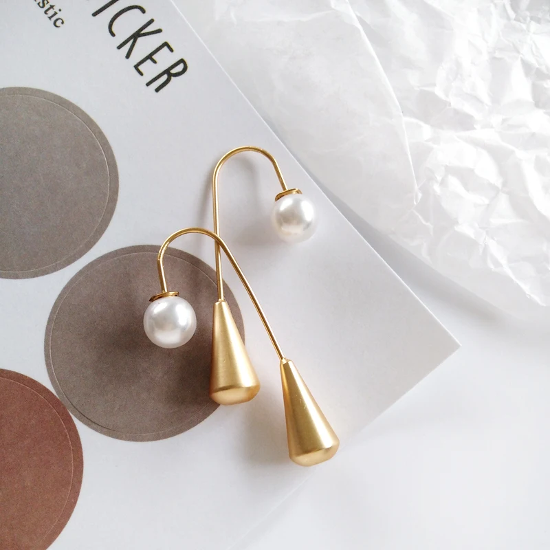 Серьги-подвески женские металлические в богемном стиле с искусственным жемчугом