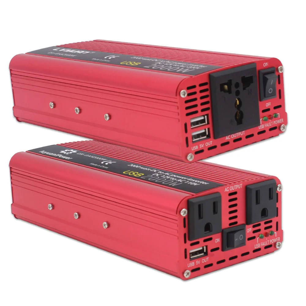Двойной USB 2000 Вт DC 12 В в AC 220 В портативный автомобильный инвертор зарядное устройство конвертер адаптер DC 12 В AC 220 Модифицированная синусоида