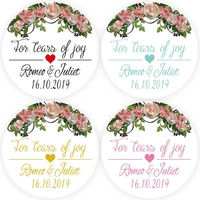 douxart 100 pieces for tears of joy personalized favors stickers seals 4cm marriage baptism communion invitation handmade label