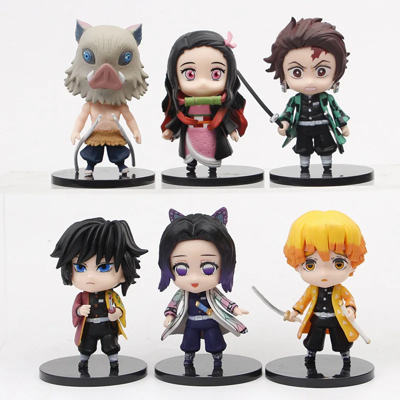 

6pcs/Lot Anime Demon Slayer Figure Nezuko Inosuke Kimetsu Zenitsu Kamado Tanjirou Action Figures PVC Model Toys Figurine For Kid