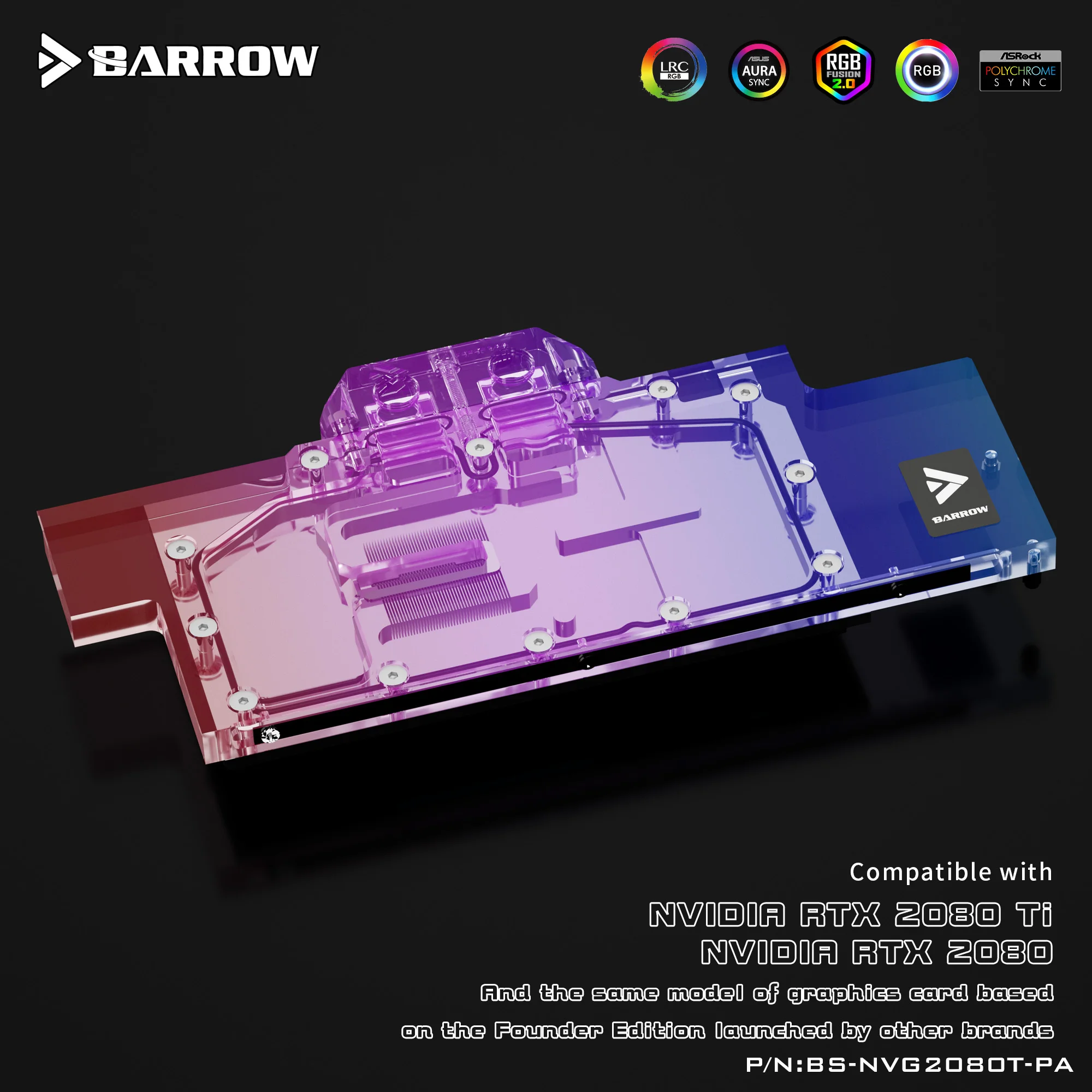 BARROW Water Block используется для NVIDIA RTX 2080Ti/2080 Founders Edition/Справка Edition/полная защита
