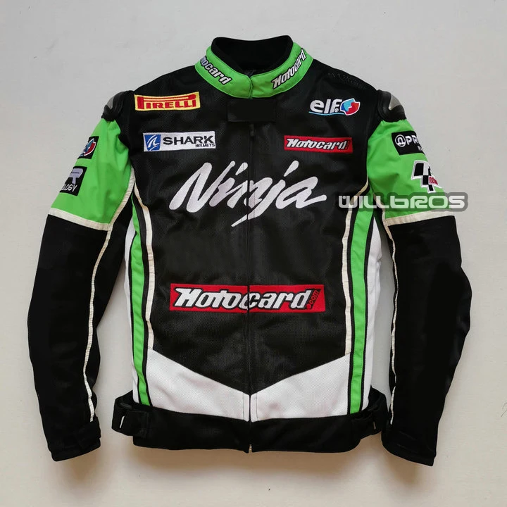 

New Moto Jacket For Kawasaki Motorcycle Motocross Offroad Riding Motocross Racing Black Green Jackets With Protector Mens