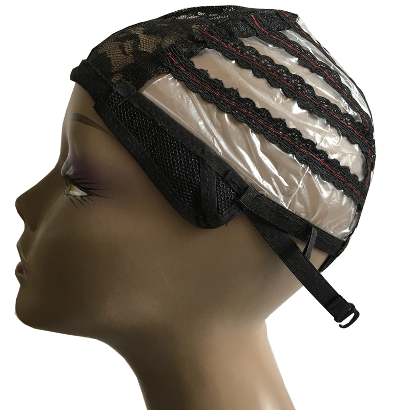 5 piezas negro plástico hacer la peluca Cap para hacer pelucas máquina pelo con correa ajustable