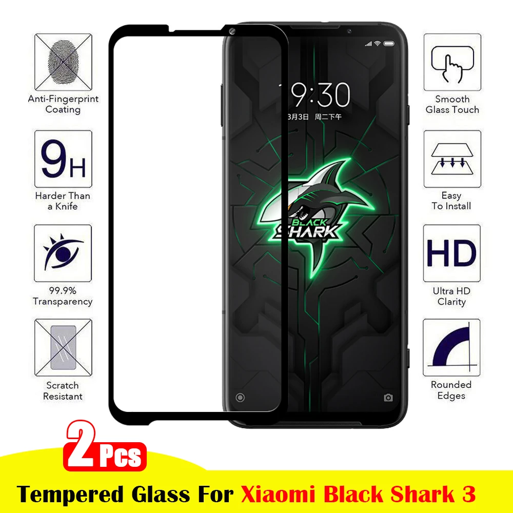 

Закаленное стекло с полным покрытием для Xiaomi Black Shark 3, 2 шт.