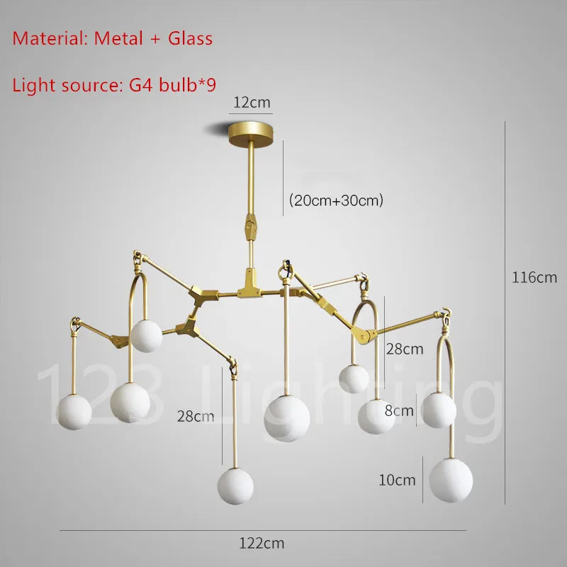 Новый стиль белый стеклянный светодиодный подвесной светильник в форме паука