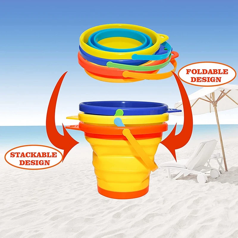 

3 Pcs Foldable Bucket,Children's Sand Bucket Set,Collapsible Bucket,Multi-Purpose Beach,Sand Bucket,for Beach Play,2.5L