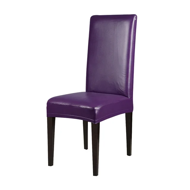 Purple Водонепроницаемые маслостойкие чехлы для стульев из искусственной кожи, антигрязные чехлы для сидений из спандекса для столовой, кухни, офиса, вечерние чехлы для стульев - Цвет: Purple