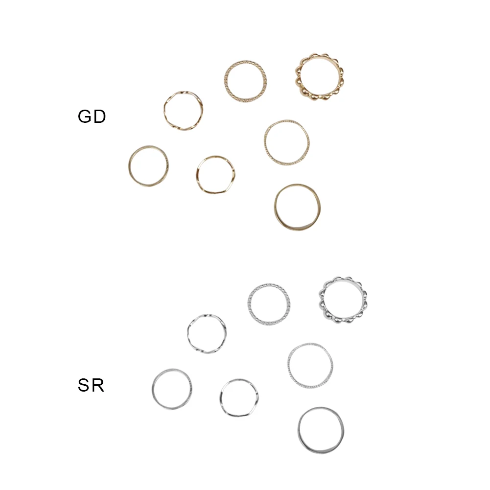 

7pcs rings set fashion women all-match beautiful ring simple joint ring cold style trend ring for girl jewelry ornaments