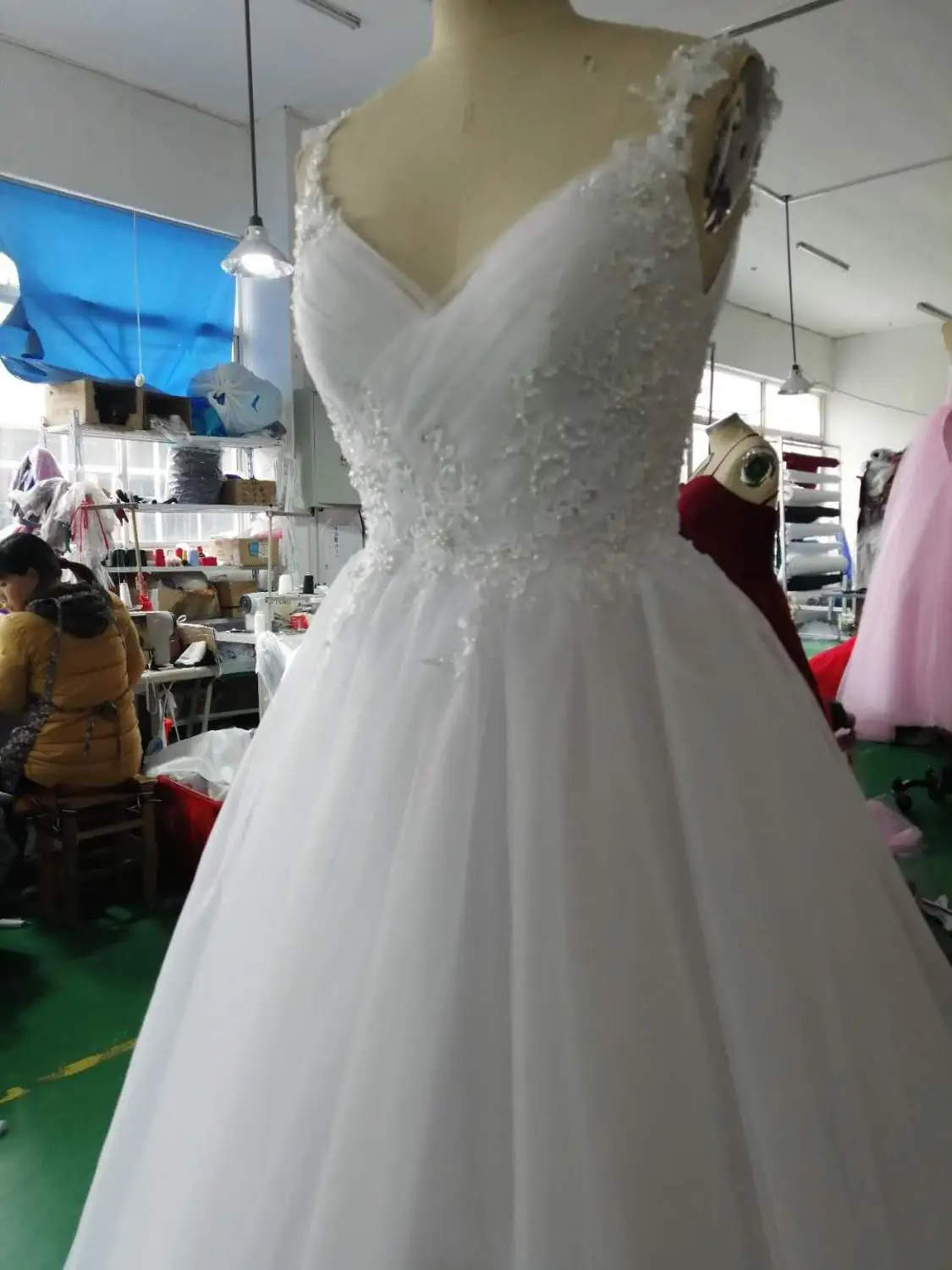 WUZHIYI Trouwjurk Simple Beaded V Neck Wedding Dresses 2021 White Boho Floor Length Sweep Train Bridal Gowns Robe Marriage Women | Свадьбы и