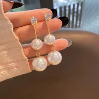 silver needle korean version of high end pearl earrings 2021 new trendy long baroque retro earring earrings