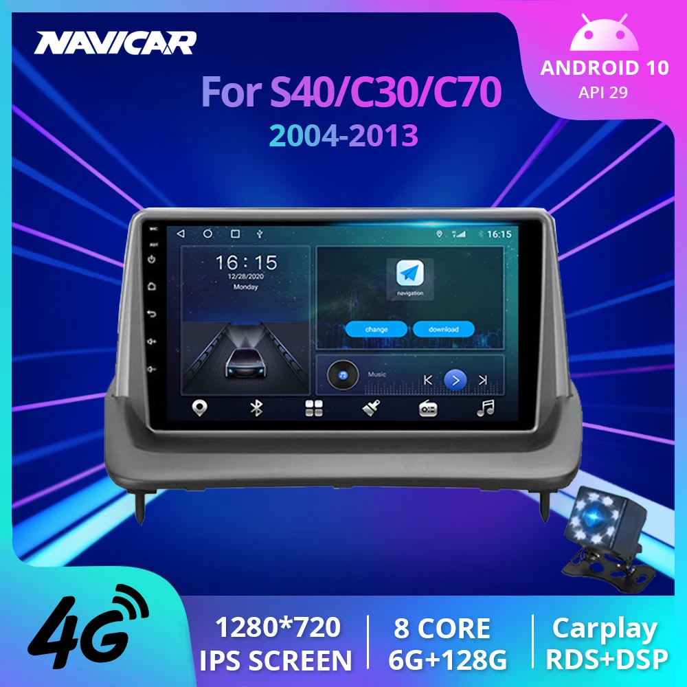 Автомагнитола 2DIN Android 10 для Volvo S40/C30/C70 2004 2013 автомобильное радио GPS навигация