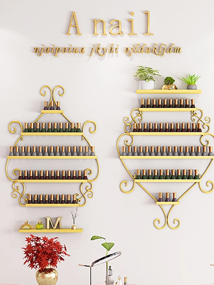 

Manicure shop display wall shelves Nordic metal nail polish display rack nail polish shop wall organizer storage dropshipping
