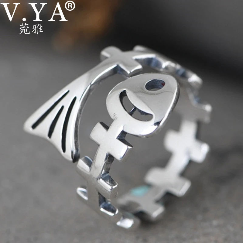 

V.YA 925 Sterling Silver Art Fish Bone Open Ring Women Wealthy Silver Index Finger Rings For Women Party Gift Fashion Jewelry