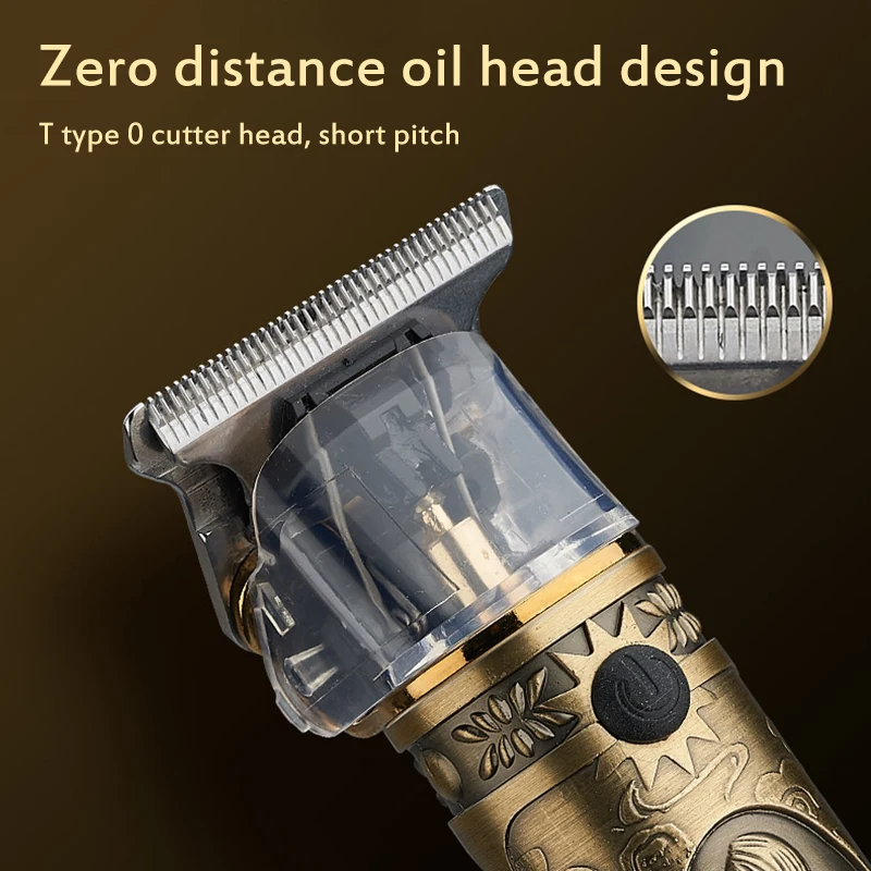 Electric Brass Hair Clipper Ceramic Steel Blade Trimmer USB Charging Professional Beard Carving Haircut Tool | Бытовая техника
