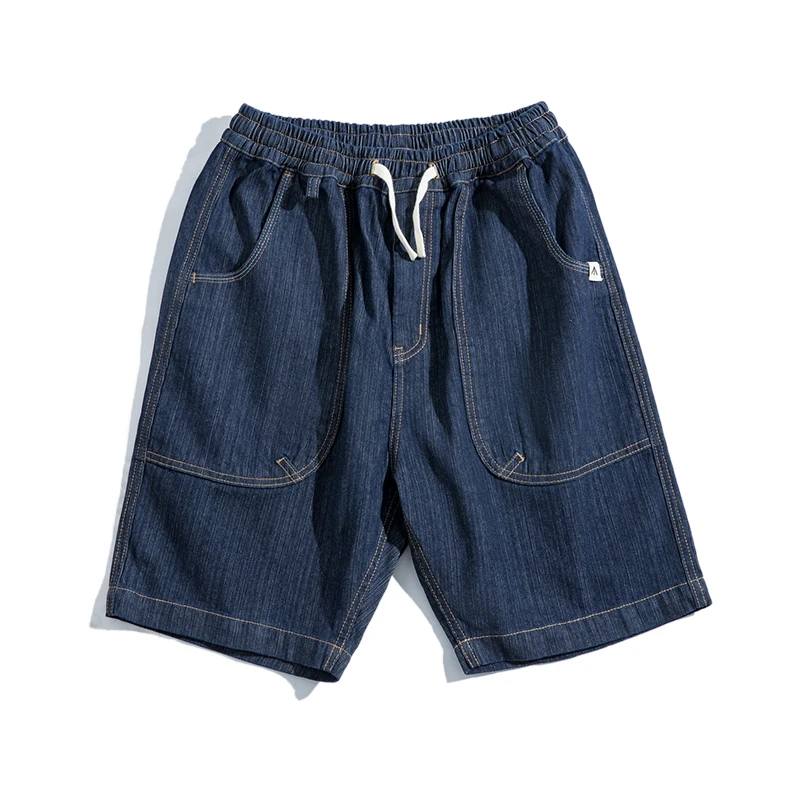 

Maden Workwear Pafford Denim Washed Shorts Drawstring Elastic Waist Five-point Short Pants American Retro Men's Trendy Pant