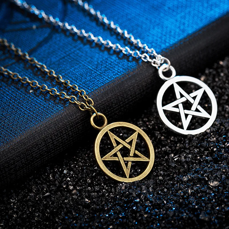 Мода пентаграмма, Пентакль ожерелье солнце злой мощный брелок Lucifer сатана логотип серебряные украшения из сериала Сверхъестественное для мужчин и женщин