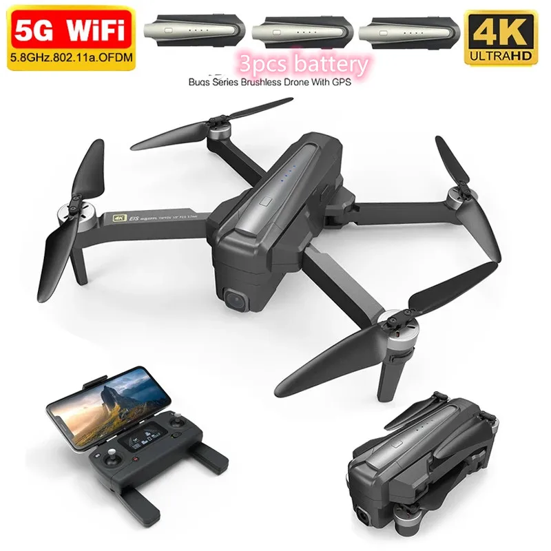 

New 4K HD ESC Camera WIFI FPV Foldable RC Drone Auto Follow App Control Anti-Shake Brushless GPS Postion Optical Flow Aircrafts