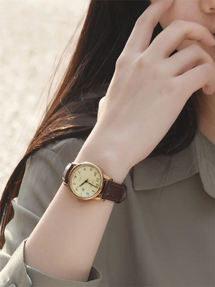 Watch female student Korean simple temperament fashion retro belt waterproof women's Quartz Watch