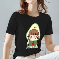 avocado tshirt women kawaii cartoon printing ladies short sleeve tops summer harajuku black classic o neck all match female tees