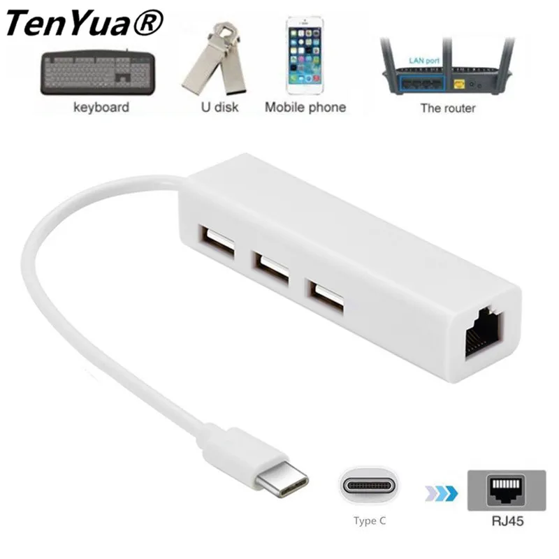 3 Порты сетевая карта с интерфейсом USB Тип C к HDMI HUB Ethernet RJ45 сетевой адаптер для MacBook