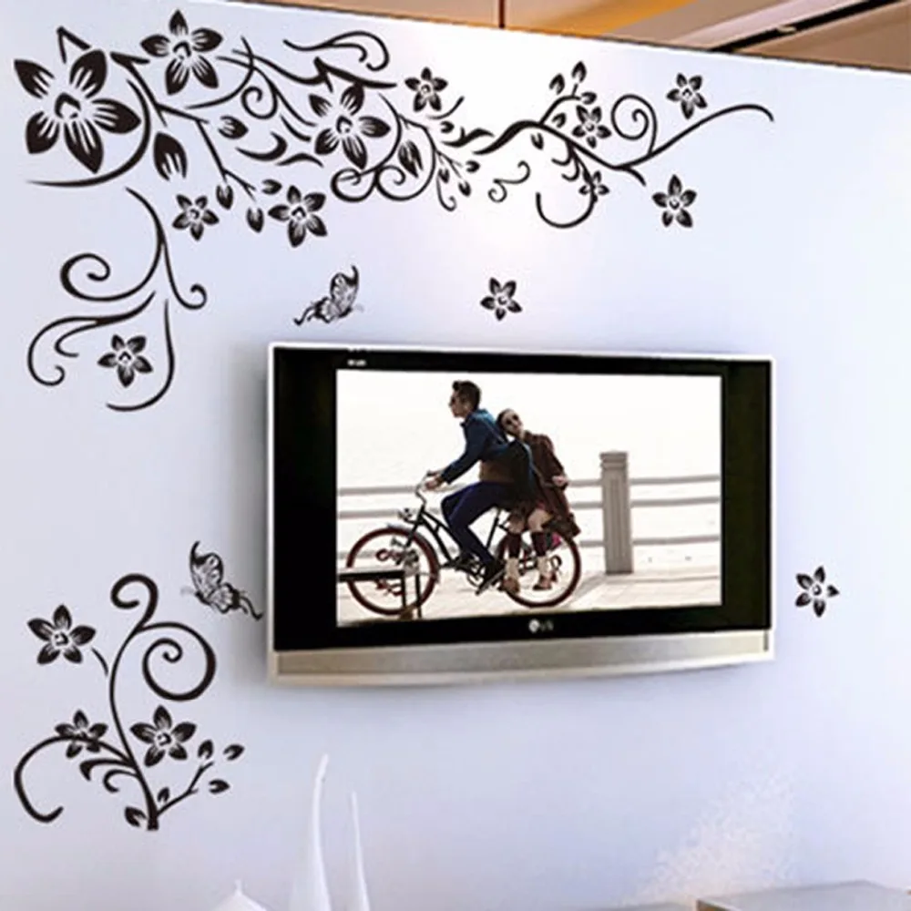 

Hot DIY Wall Art Decal Decoration Fashion Romantic Flower Vine Wall Sticker TV Background Wall Stickers Home Decor 3D Wallpaper