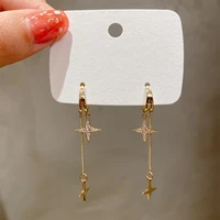 sweet and cool star long rhinestone tassel earrings female 2021 new trendy design sense 925 silver needle ear jewelry