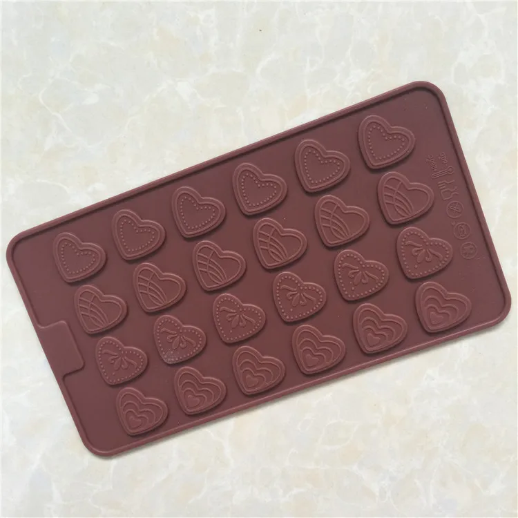 24 with 4 Group Mini Heart Silicone Chocolate Mold Cake Inserting Piece Accessories Mode XG044