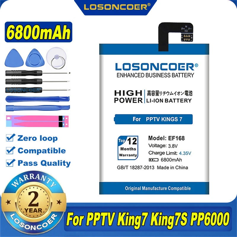 100% Оригинальный LOSONCOER 6800mAh EF168 мобильный телефон аккумулятор для PPTV Kings 7 king 7S King7