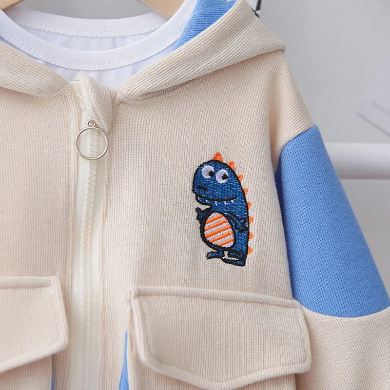 

Long Sleeve Hooded Kids Clothes Boys Sets Spring Autumn Baby Boy Clothes Zipper Coat+Tops+Pants Children Clothing 1-5 Years