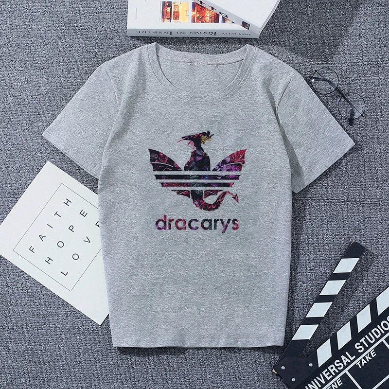 Новинка Dracarys «Игры престолов» Женская футболка женская летняя футболка с принтом дракона серые повседневные уличные модные футболки - Цвет: 2547