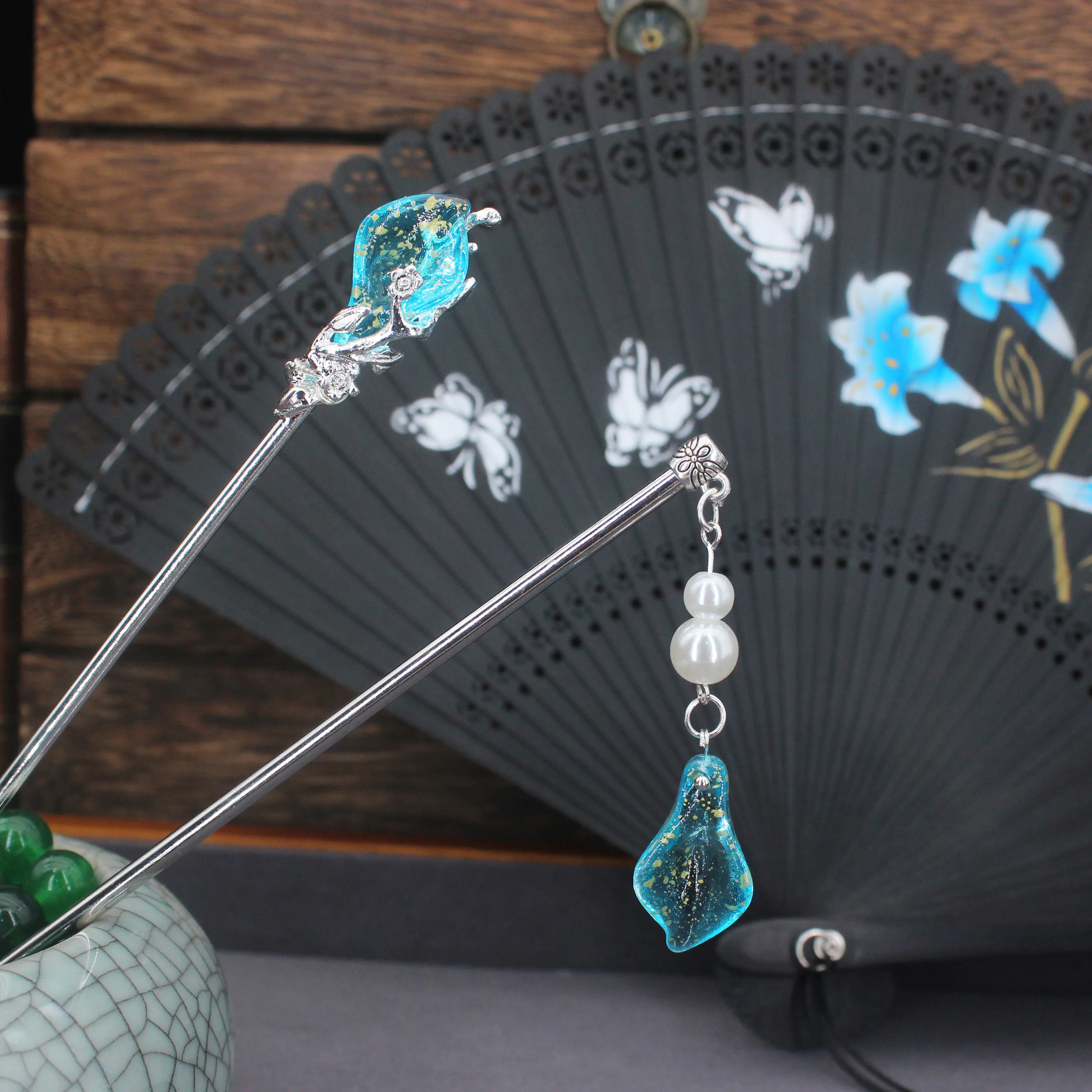 Винтажная заколка Hanfu в китайском стиле женские металлические глазурованные