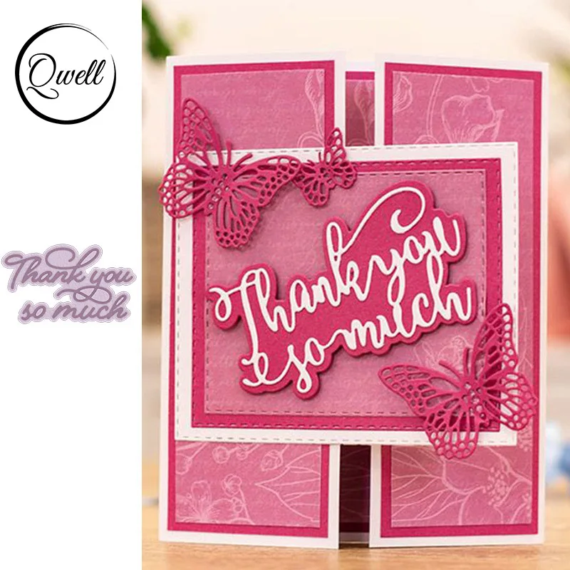 QWELL Word огромное спасибо металлические Вырубные штампы для скрапбукинга и