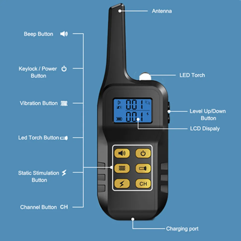 Electric LCD Dog Training Collar 1100 yards Waterproof Rechargeable Remote Control Pet for All Size Shock Vibration Sound 50%off | Дом и сад