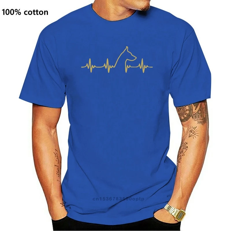 

Новинка, Мужская футболка, Золотая Футболка Doberman с изображением сердцебиения, для женщин и мужчин