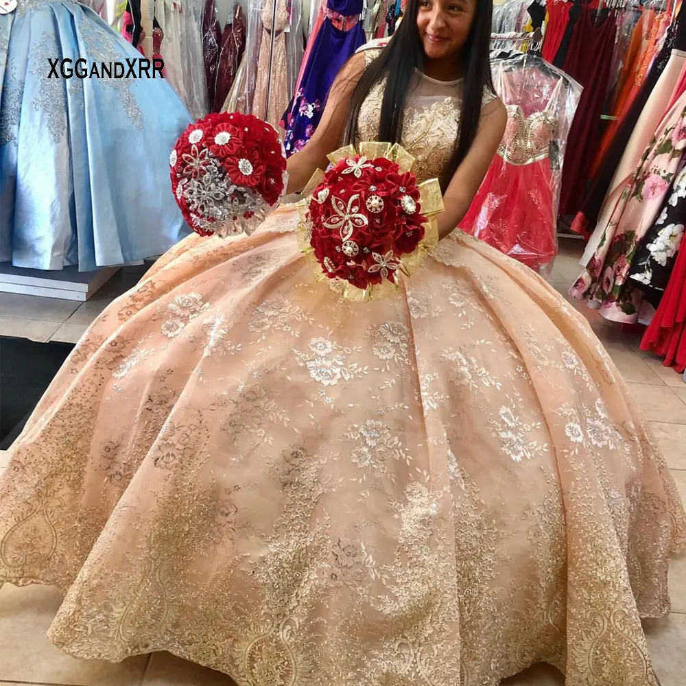 

2021 New Orange Layers Lace Ball Gown Quinceanera Dresses Beaded Appliques Sweet 16 Dress For 15 Years Formal Party Pageant Gown